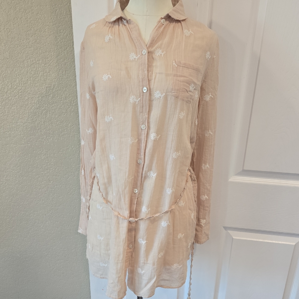 Anthropologie Mermaid Collection Embroidered Tunic Top Women's‎ Small